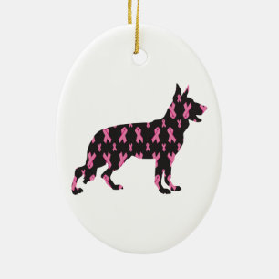 Ornamento De Cerâmica Fitas de Cancer rosa German shepherd