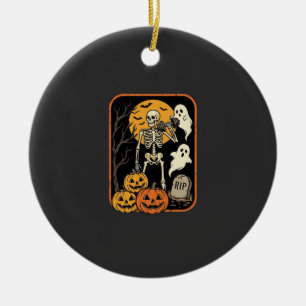 Ornamento De Cerâmica Fitness Halloween Esqueleto Fantasma Abóbora Trein