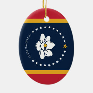 Ornamento De Cerâmica Flag do Mississippi - New Magnolia Flag