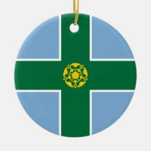 Ornamento De Cerâmica Flag of Derbyshire (Condado de England, Reino Unid