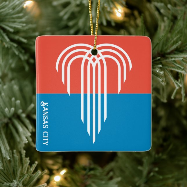 Ornamento De Cerâmica Flag of Kansas City (2023), Missouri (Árvore)