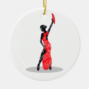 Ornamento De Cerâmica Flamenco Dancer