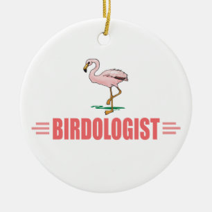 Ornamento De Cerâmica Flamingo Engraçado de Observação de Aves