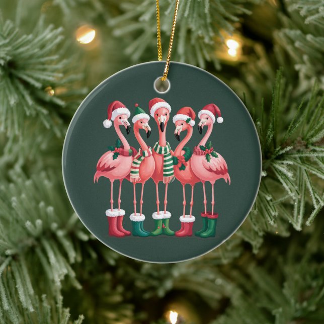 Ornamento De Cerâmica Flamingo Lover Gift Natal Feliz Natal (Árvore)