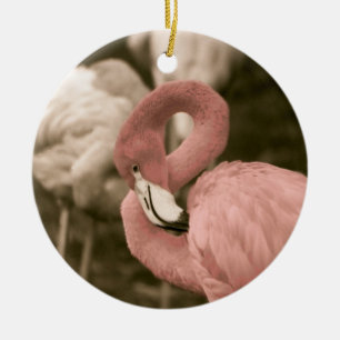 Ornamento De Cerâmica Flamingo Rosa