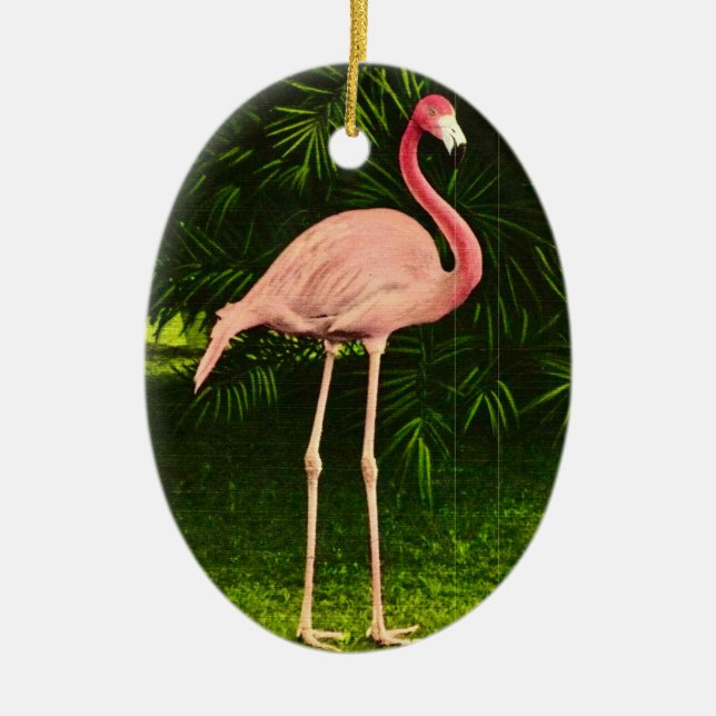 Ornamento De Cerâmica Flamingo Rosa Lindamente (Frente)