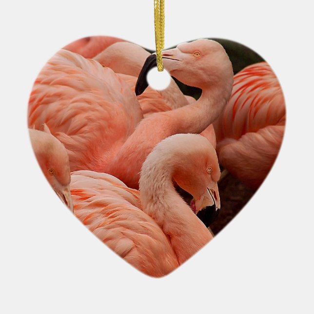 Ornamento De Cerâmica flamingos cor-de-rosa (Frente)