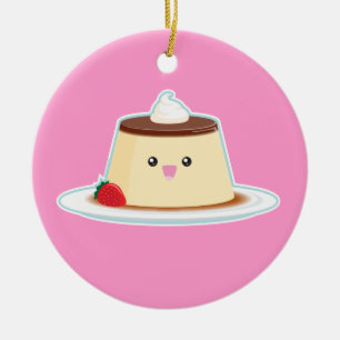 Ornamento De Cerâmica Flan feliz