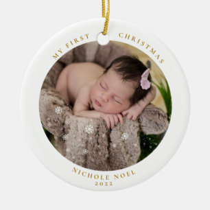 Ornamento De Cerâmica Flaquinha de Natal Moderna de 2 lados Foto do Meu 