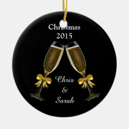 Ornamento De Cerâmica Flautas de Champagne no preto