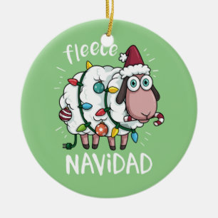 Ornamento De Cerâmica Fleece Feliz Navidad Funny Bonito Boi Natal