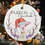 Ornamento De Cerâmica Fleece Navidad Cute Lamb Natal<br><div class="desc">Este design foi criado através da arte digital. Pode ser personalizado na área fornecer ou personalizar escolhendo o clique para personalizar mais opções e alterando o nome, as iniciais ou as palavras. Você também pode alterar a cor e o estilo do texto ou excluir o texto de um design de...</div>