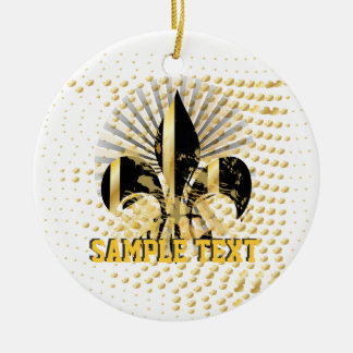 Ornamento De Cerâmica Fleur de Lis/Black + gold