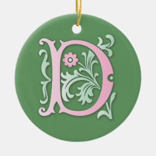 Ornamento De Cerâmica Fleur-de-lis D Monograma