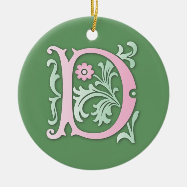 Ornamento De Cerâmica Fleur-de-lis D Monograma (Frente)