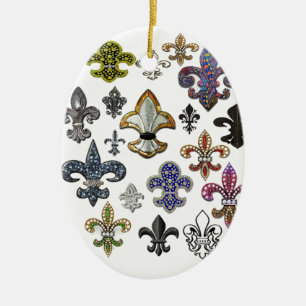 Ornamento De Cerâmica Fleur De Lis Flor New Orleans Jewel Sparkle
