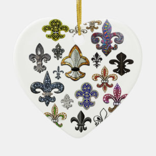 Ornamento De Cerâmica Fleur De Lis Flor New Orleans Jewel Sparkle