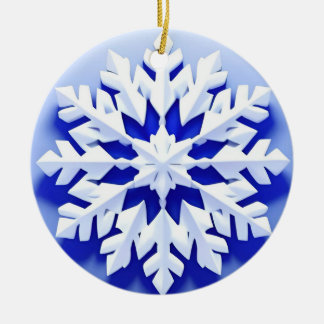Ornamento De Cerâmica Floco de Neve Azul Detalhado