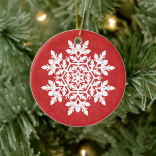 Ornamento De Cerâmica Floco de Neve Branco Elegante (Arando)