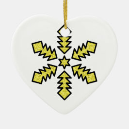 Ornamento De Cerâmica Floco de Neve Brilhante - Estrela Amarela