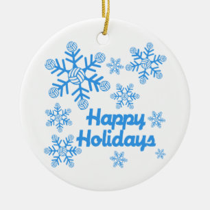 Ornamento De Cerâmica Floco de neve de VolleyChick boas festas