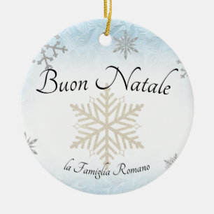 Ornamento De Cerâmica Floco de Neve Natale Natale da Família Italiana B