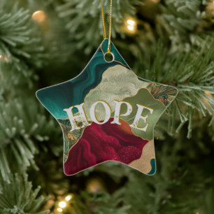Ornamento De Cerâmica Floco de neve Ouro da Esperança de Natal