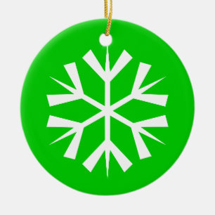 Ornamento De Cerâmica Floco de Neve Verde e Branco