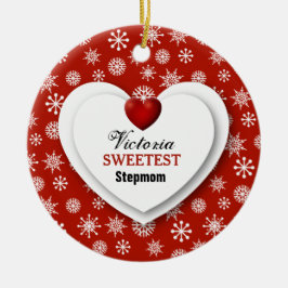 Ornamento De Cerâmica Flocos de neve brancos e vermelhos A1, mais doces