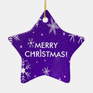 Ornamento De Cerâmica Flocos de neve com fundo azul