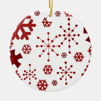 Ornamento De Cerâmica Flocos de Neve de Feriado Vermelhos