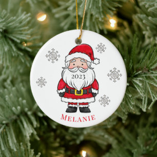Ornamento De Cerâmica Flocos de Neve de Papai Noel Personalizados Nome A