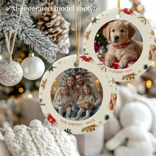 Ornamento De Cerâmica Flocos de Neve Dourados Vintage Família Natal 2 Fo