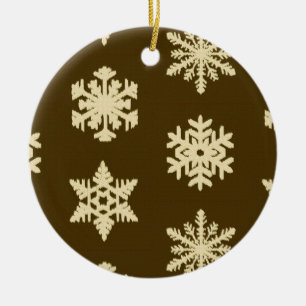 Ornamento De Cerâmica Flocos de neve Ikat - Castanho de bege e de chocol
