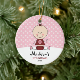 Ornamento De Cerâmica Flocos de neve Menina 1 rua de Natal Personalizada