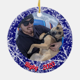 Ornamento De Cerâmica Flocos de neve, nome, ano nº, 2 fotos