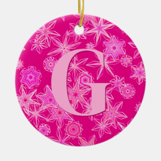 Ornamento De Cerâmica Flocos Geométricos De Neve, Fusca Rosa Personaliza