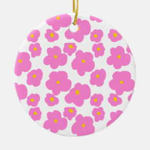 Ornamento De Cerâmica Flor amarela rosa margarida moderna padrão elegant
