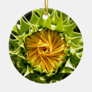 Ornamento De Cerâmica Flor amarelo divertido Sunflower