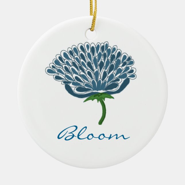 Ornamento De Cerâmica Flor Azul da Moda (Frente)
