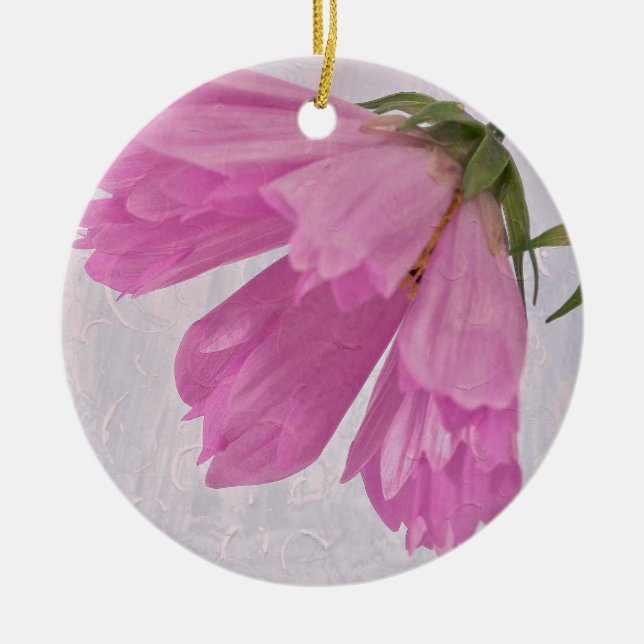 Ornamento De Cerâmica Flor Cosmo Texturizado Rosa (Frente)