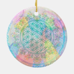 Ornamento De Cerâmica Flor da Vida / Blume des Lebens - Corações do Amor