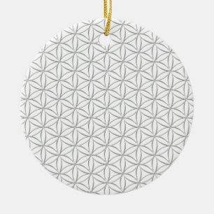 Ornamento De Cerâmica Flor da Vida / Blume des Lebens - padrão prateado