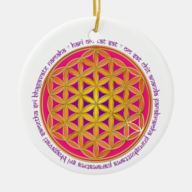 Ornamento De Cerâmica Flor Da Vida / Moola Mantra (Frente)