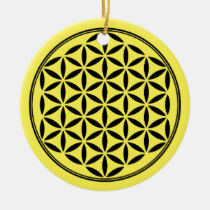 Ornamento De Cerâmica FLOR DA VIDA - Símbolo de Geometria Sagrado cheio