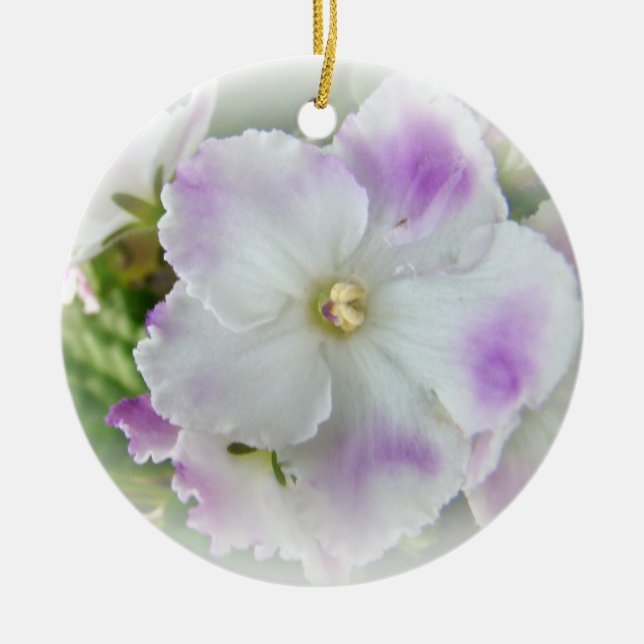 Ornamento De Cerâmica Flor da violeta africana (Frente)