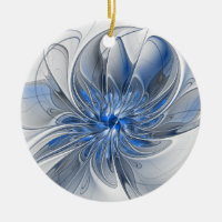 Flor de Arte Fracionada com Cinza Azul abstrato