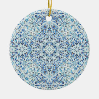 Ornamento De Cerâmica Flor de Cristal Geado — Design Intricado de Floco