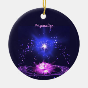Ornamento De Cerâmica Flor de cristal roxo de cristal lótus de Zen cósmi