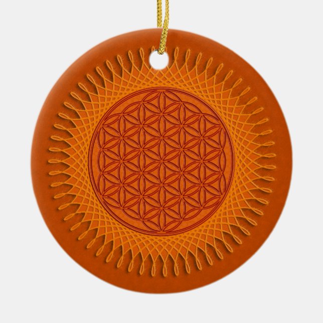 Ornamento De Cerâmica Flor de design vivo/sol (Frente)